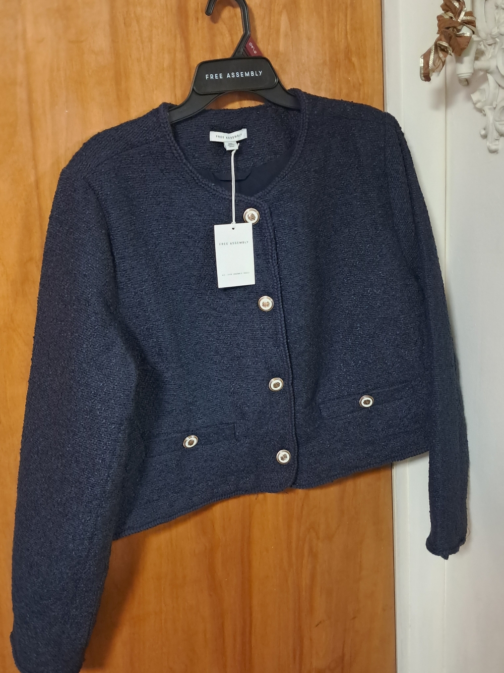 Free Assembly NWT, Navy Textured Button Jacket Size 18-20